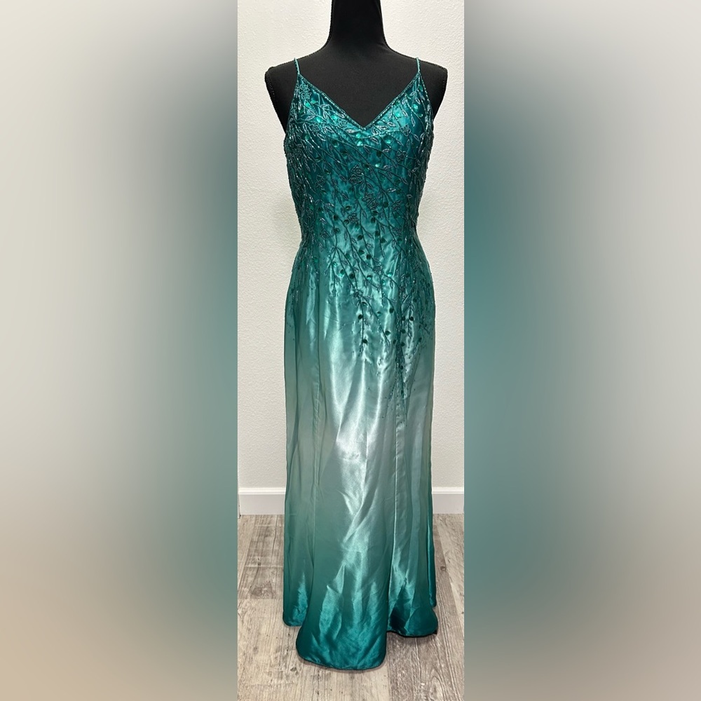 Alyce Designs Beaded Floor Length Prom Dress - 12 - Teal - Used